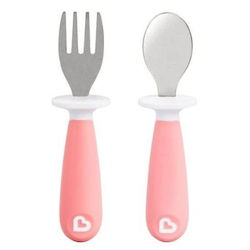 Munchkin Βρεφικό Σετ με Πιρούνι Raise Toddler Fork & Spoon από Μέταλλο για 12+ μηνών Pink 2τμχ Munchkin Βρεφικό Σετ με Πιρούνι Raise Toddler Fork & Spoon από Μέταλλο για 12+ μηνών Pink 2τμχ