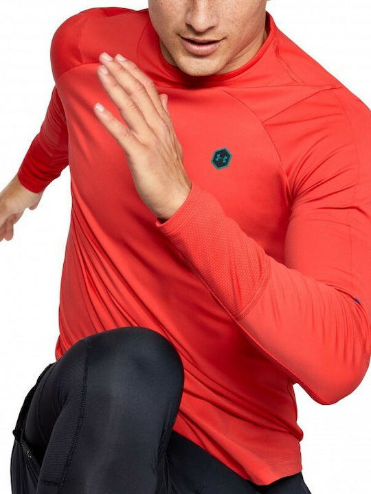 Under Armour Rush ColdGear Mock Bluza Sportivă pentru Bărbați cu Mânecă Lungă Roșie