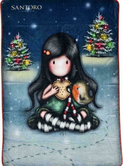Santoro Blanket Velvet My Christmas Friend Blue 140x210cm