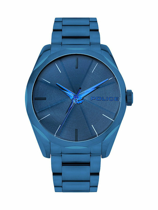 Police Raglan Ανδρικό Ρολόι 44mm Μπαταρίας με Μπλε Μεταλλικό Μπρασελέ