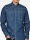 3301 Clean Langärmlig Jeans Hemd Blau