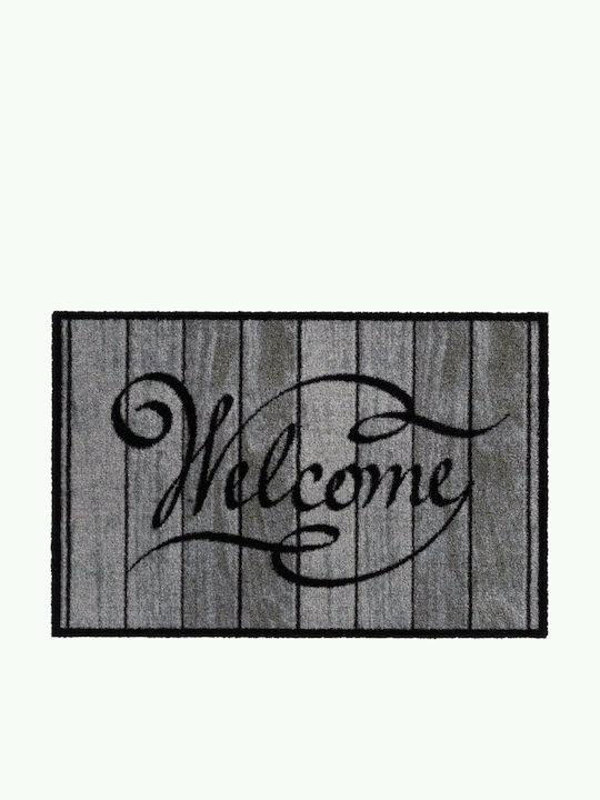 Sdim Covor de Intrare Mochetă cu Suport Antiderapant Ambiance 315 Welcome Wood Classic Gri-negru 50x75buc Grosime 8mm