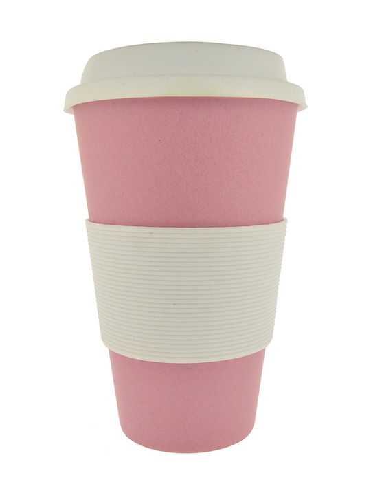 Spacecow Bamboo Cup with Lid Pink 450ml