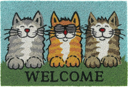 Sdim Входен Килим от Кокос Тree Ruco Print 749 Welcome Cats Син 40x60см 147-4060-749 Син Sdim Входен Килим от Кокос Тree Ruco Print 749 Welcome Cats Син 40x60см 147-4060-749 Син