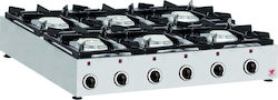 North GAS E26 Tabletop Commercial LPG Burner with 6 Hearths 36kW 93x70x16cm