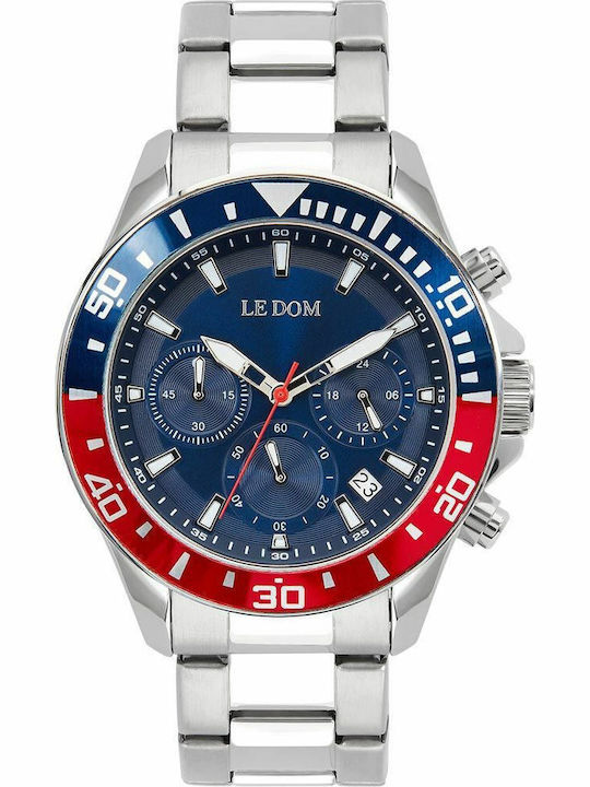 Le Dom Classic Ανδρικό Ρολόι 40mm Μπαταρίας με Ασημί Μεταλλικό Μπρασελέ