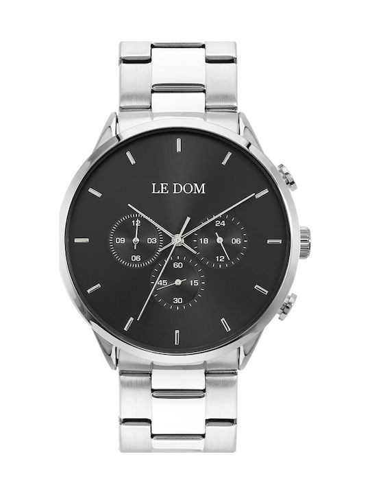 Le Dom Principal Men's Watch 44mm Chronograph Battery with Silver Metal Bracelet