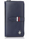 Large Leather Women's Wallet Classic Navy Blue