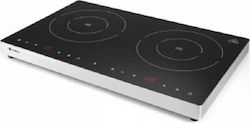 Hendi Tabletop Inductive Commercial Electric Burner with 2 Hearths 3.5kW 60.8x37x6.1cm