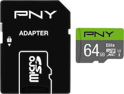 PNY Elite microSDXC 64GB Clasa 10 U1 UHS-I cu adaptor