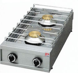 Panaritis Tabletop Commercial LPG Burner with 2 Hearths 22kW 40x85x22cm