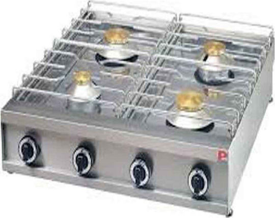 Panaritis Tabletop Commercial LPG Burner with 4 Hearths 44kW 80x70x22cm