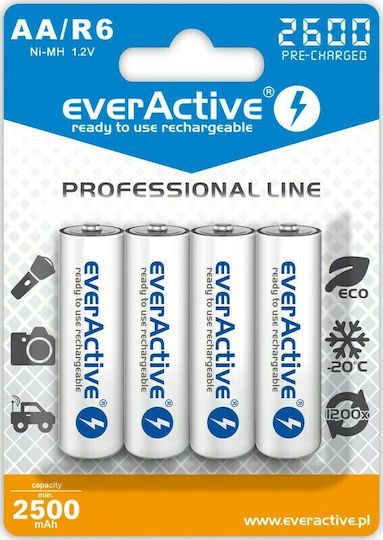 everActive Professional Line Презареждащи батерии AA Ni-MH 2600mAh 1.2V 4бр