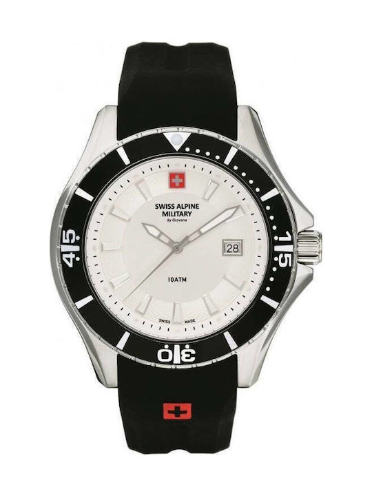 Swiss Alpine Military by Grovana Ανδρικό Ρολόι 46mm Μπαταρίας με Μαύρο Καουτσούκ Λουράκι