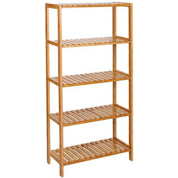 Songmics Wall Mounted Bathroom Shelf Bamboo with 4 Shelves 60x26x130cm