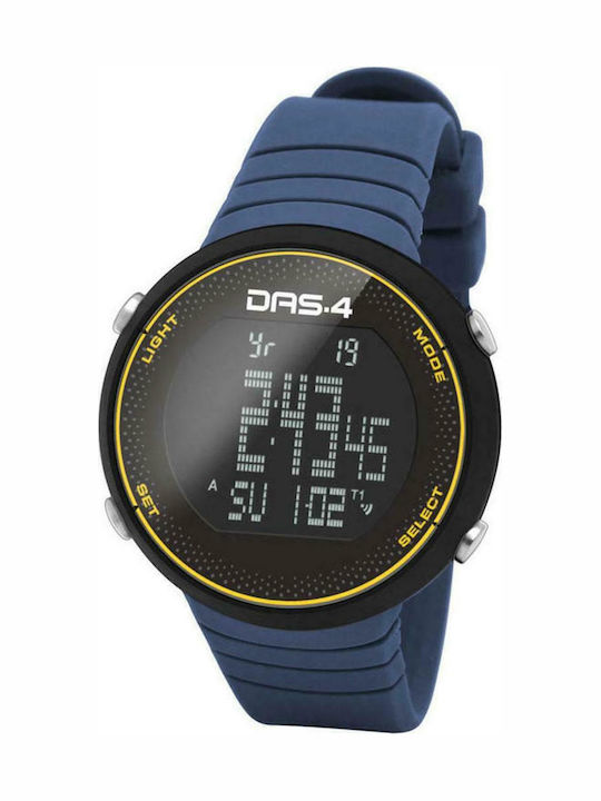 DAS.4 Digital Herrenuhr 45mm Batterie mit Blau Kautschukarmband