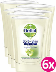 Dettol Aloe Vera Soft On Skin Hard on Dirt No-Touch Recharge Cream Soap 6x1500ml