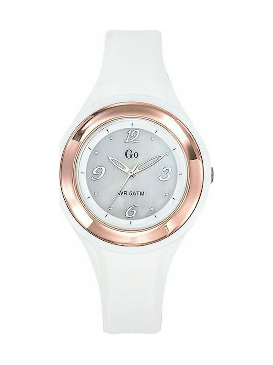 Go Girl Only Ladies Crystals Watch with White Rubber Strap