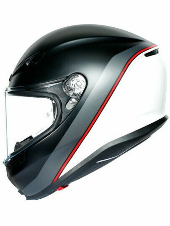 AGV K6 Minimal Matt Black/White/Red Motorradhelm Volles Gesicht 1220gr