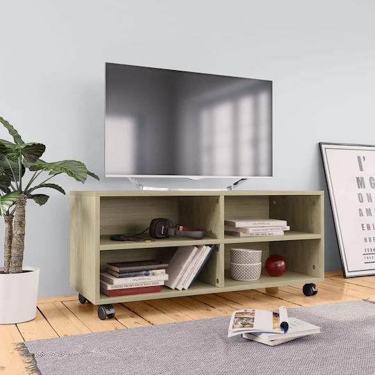 TV-Ständer mit Räder Eiche M90xT35xH35cm