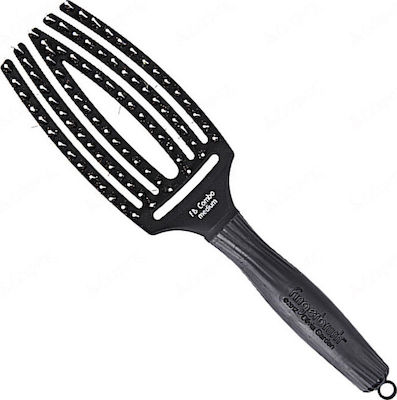 Olivia Garden Fingerbrush Combo Medium Bürste Haare für Haarstyling Schwarz