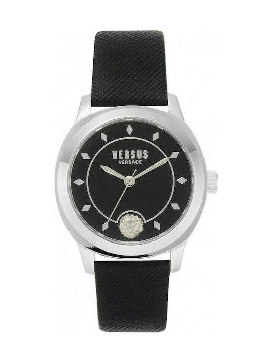 Versus by Versace Γυναικείο Ρολόι 37mm Μπαταρίας με Μαύρο Δερμάτινο Λουράκι