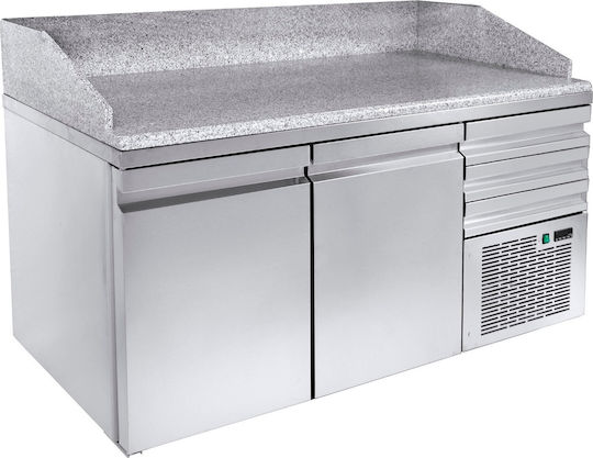 Niki Inox Edelstahl Kühltisch 410Es mit 2 Türen und Kühlaggregat -1/+8°C L157xB80xH110cm
