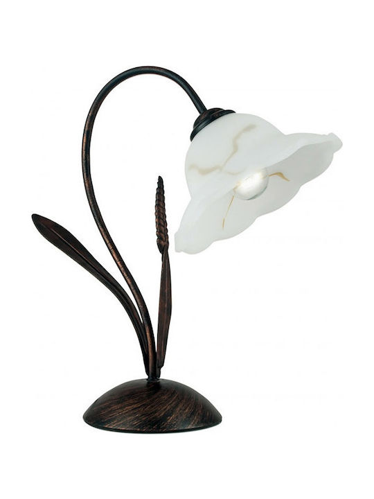 Fan Europe Byron Metal Table Lamp for Socket E27 with White Shade and Brown Base