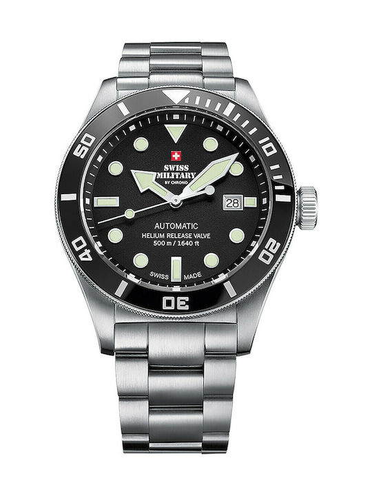 Swiss Military by Chrono Ανδρικό Ρολόι 44mm Μπαταρίας με Ασημί Μεταλλικό Μπρασελέ