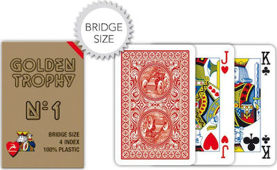 Modiano Bridge Golden Trophy Plastic Card Deck Red