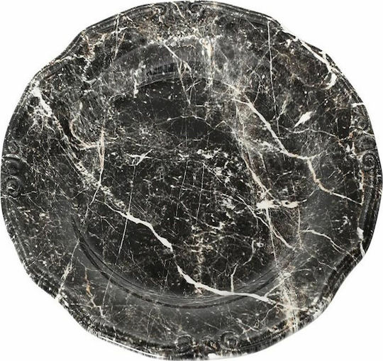 Espiel Marble Dekorative Platte Rund Keramik Schwarz 1Stück 33x33cm Espiel Marble Dekorative Platte Rund Keramik Schwarz 1Stück 33x33cm