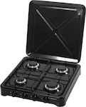 Ravanson K-04T Liquid Gas Countertop with 4 Burners Black