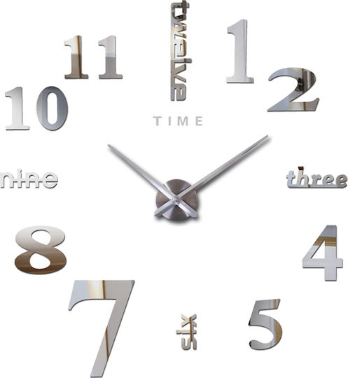 3D Creative Mirror DIY 3D Wall Clock Sticker Mirror Silver Ø120cm 3D Creative Mirror DIY 3D Wall Clock Sticker Mirror Silver Ø120cm