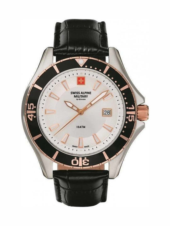 Swiss Alpine Military by Grovana Men's Watch 46mm Battery with Black Leather Strap