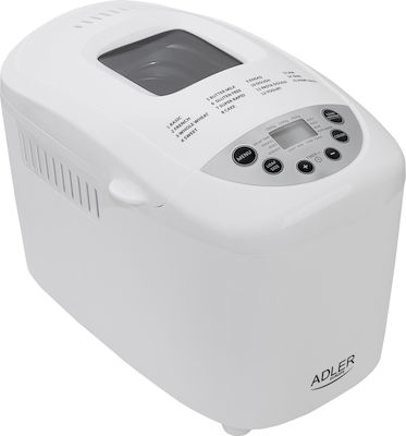 Adler Bread Maker 850W with Container Capacity 1500gr and 15 Baking Programs