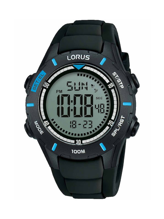 Lorus Digital Watch Battery with Black Rubber Strap R2367MX9