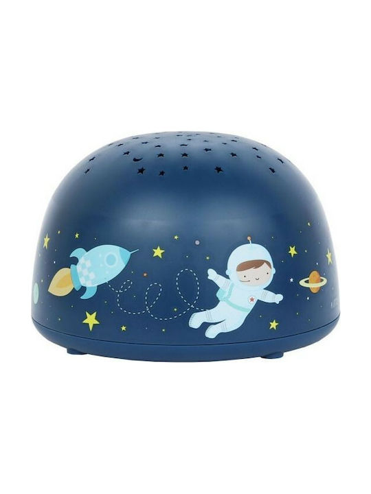 A Little Lovely Company Led Kids Projector Lamp Space with Stars Projection Blue 14x14x9cm