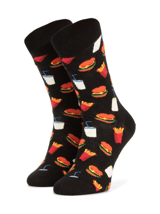 Happy Socks Hamburger Herren Gemusterte Socken Schwarz 1Pack