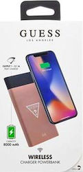 Guess Wireless Charging PowerBank 8000mAh Ροζ Χρυσό