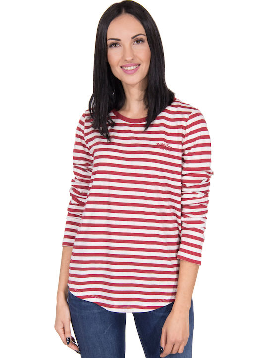 Pepe Jeans Merveille Women's Blouse Long Sleeve Striped Garnet