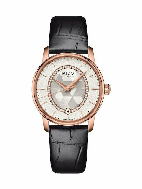 Mido Baroncelli II Women's Watch Automatic with Black Leather Strap