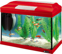 Ferplast Cayman 40 Colours Fish Aquarium Capacity 21lt with Lighting and 41.5x21.5x34cm. Red