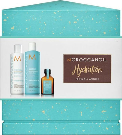 Moroccanoil Hydrate From All Angles Holiday Gift Hair Treatment Set for Dry Hair with Shampoo, Conditioner and Oil 3pcs