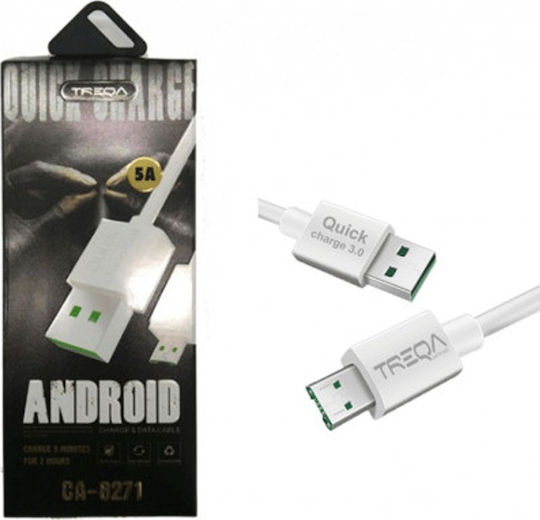 Treqa Regular USB 2.0 to micro USB Cable Λευκό (CA-8271)