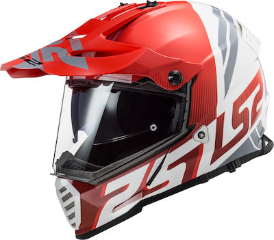 LS2 Pioneer Evo MX436 Evolve On-Off Helmet with Sun Visor ECE 22.05 1350gr White/Red