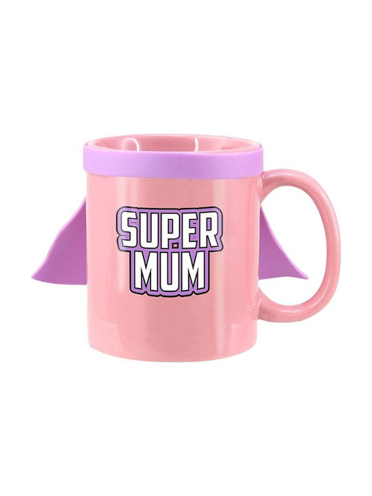 Thumbs Up Super Mum Ceramic Cup Pink 350ml