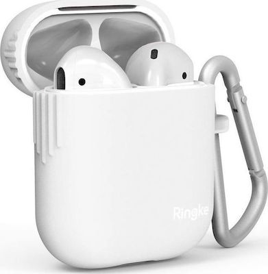 Ringke High Grade TPU Hülle Silikon mit Haken in Weiß Farbe für Apple AirPods 1 / AirPods 2