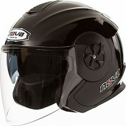 Nova Racing 210-DV Jet Helmet with Sun Visor ECE 22.05 Black NV210DVB