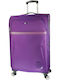 Diplomat Large The Atlanta Collection Large Fabric Travel Suitcase Purple with 4 Wheels Height 78cm