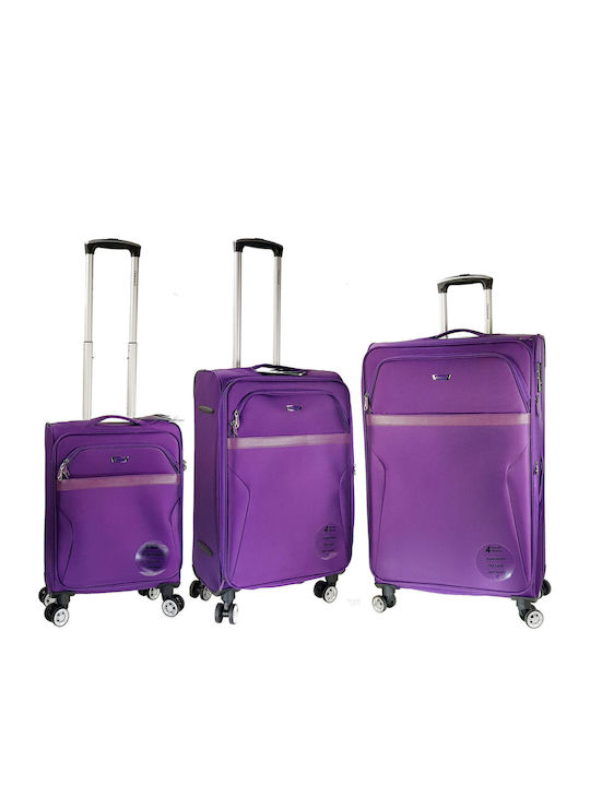 Diplomat Set Colecția Atlanta Valize De Călătorie Din Material Textil Violet Cu Înălțime Maximă 78 Cm Cu 4 Roți Set 3 Bucăți